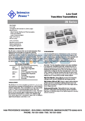 2B52 datasheet - Low Cost Two-Wire Transmitters