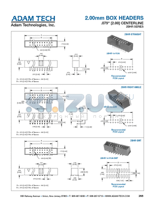 2BHR-14-VUA datasheet - 2.00mm BOX HEADERS .079 [2.00] CENTERLINE