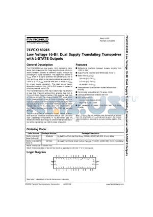 74VCX163245 datasheet - Low Voltage 16-Bit Dual Supply Translating Transceiver with 3-STATE Outputs