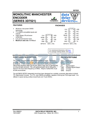 3D7521Z datasheet - MONOLITHIC MANCHESTER ENCODER