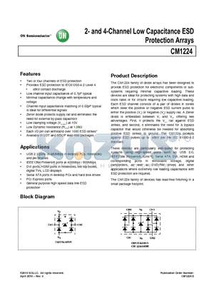 CM1224-04MR datasheet - 2- and 4-Channel Low Capacitance ESD Protection Arrays