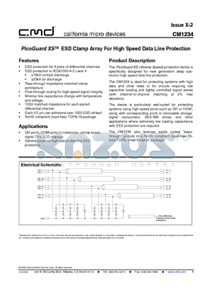 CM1234-08DE datasheet - PicoGuard XSTM ESD Clamp Array For High Speed Data Line Protection