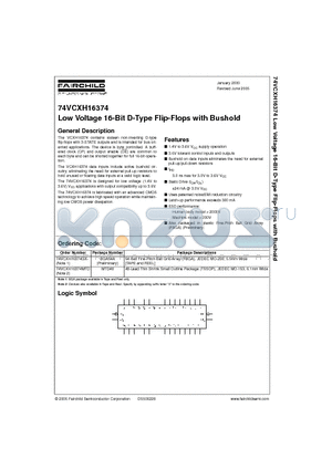 74VCXH16374GX datasheet - Low Voltage 16-Bit D-Type Flip-Flop with Bushold