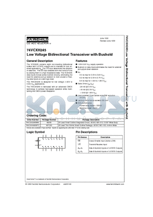 74VCXH245MTC datasheet - Low Voltage Bidirectional Transceiver with Bushold