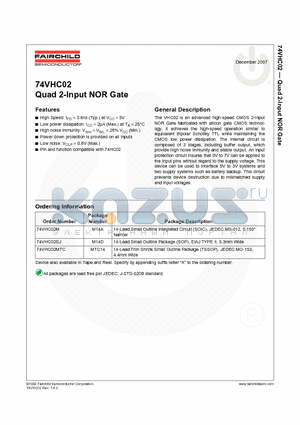 74VHC02 datasheet - Quad 2-Input NOR Gate