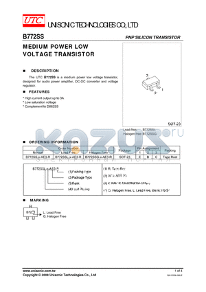 B772SS datasheet - MEDIUM POWER LOW VOLTAGE TRANSISTOR