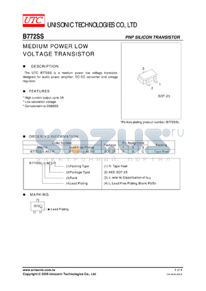 B772SSL-Q-AE3-R datasheet - MEDIUM POWER LOW VOLTAGE TRANSISTOR