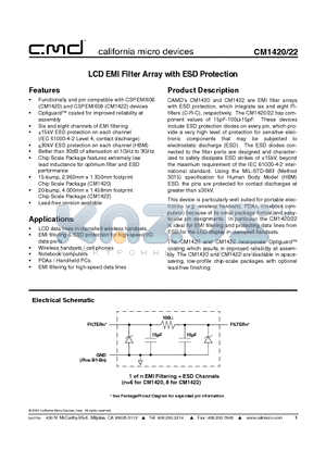 CM1420-03CP datasheet - LCD EMI Filter Array with ESD Protection