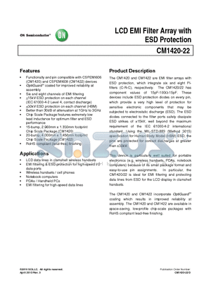 CM1420-03CP datasheet - LCD EMI Filter Array with ESD Protection