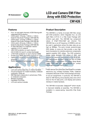 CM1426 datasheet - LCD and Camera EMI Filter Array with ESD Protection