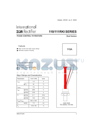 110RKI40 datasheet - PHASE CONTROL THYRISTORS