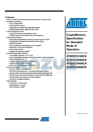 AT88SC0104CA_08 datasheet - CryptoMemory Specification for Standard Mode of Operation