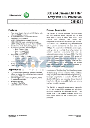 CM1431-04DE datasheet - LCD and Camera EMI Filter Array with ESD Protection