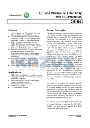 CM1450-08CP datasheet - LCD and Camera EMI Filter Array with ESD Protection