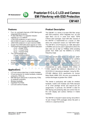 CM1461-06DE datasheet - Praetorian C-L-C LCD and Camera EMI FilterArray with ESD Protection