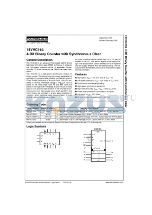 74VHC163SJ datasheet - 4-Bit Binary Counter with Synchronous Clear