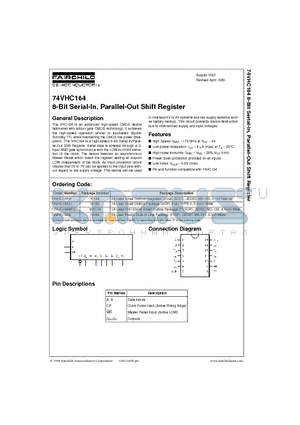 74VHC164_99 datasheet - 8-Bit Serial-In, Parallel-Out Shift Register