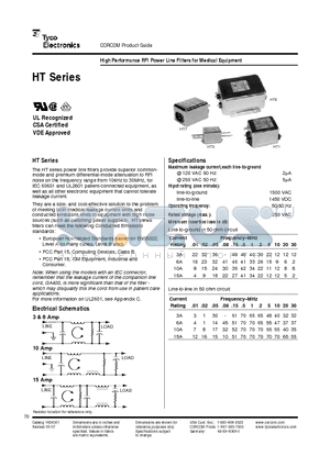 3EHT7M datasheet - High Performance RFI Power Line Filters for Medical Equipment