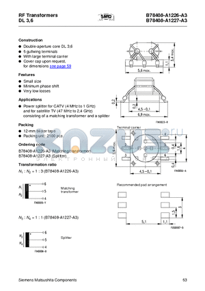 B78408-A1227-A3 datasheet - RF Transformers