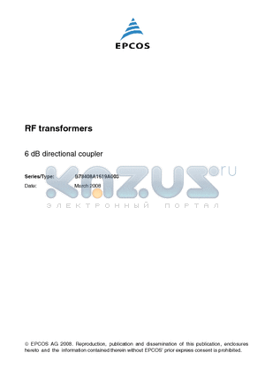 B78408A1619A003 datasheet - RF transformers 6 dB directional coupler