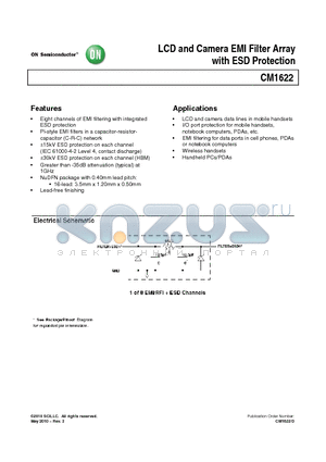 CM1622-08DE datasheet - LCD and Camera EMI Filter Array with ESD Protection