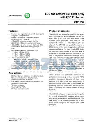 CM1630-06DE datasheet - LCD and Camera EMI Filter Array with ESD Protection