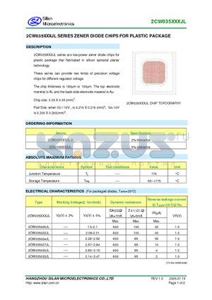 2CW035330JL datasheet - 2CW035XXXJL SERIES ZENER DIODE CHIPS FOR PLASTIC PACKAGE