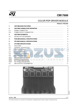 CM17699 datasheet - COLOR PDP DRIVER MODULE