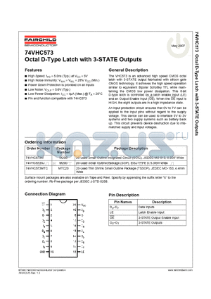 74VHC573_07 datasheet - Octal D-Type Latch with 3-STATE Outputs