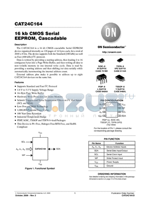 CAT24C164VP2E-GT3 datasheet - 16 kb CMOS Serial EEPROM, Cascadable