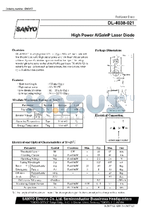 DL-4038-021 datasheet - High Power AlGalnP Laser Diode