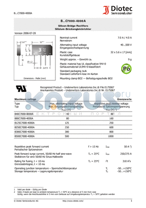 B80C7000-4000A datasheet - Silicon-Bridge-Rectifiers