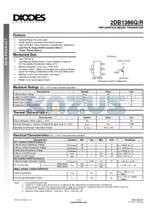 2DB1386R-13 datasheet - PNP SURFACE MOUNT TRANSISTOR