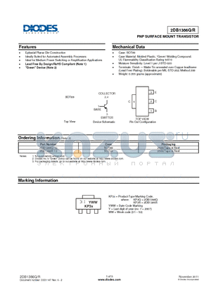 2DB1386R-13 datasheet - PNP SURFACE MOUNT TRANSISTOR