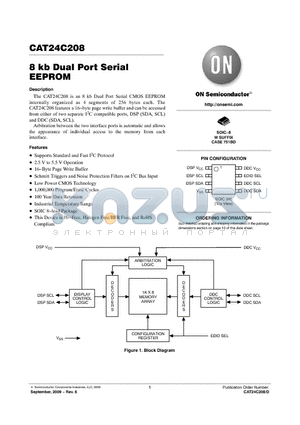 CAT24C208 datasheet - 8 kb Dual Port Serial EEPROM