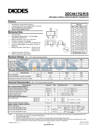 2DC4617Q-7-F datasheet - NPN SMALL SIGNAL SURFACE MOUNT TRANSISTOR