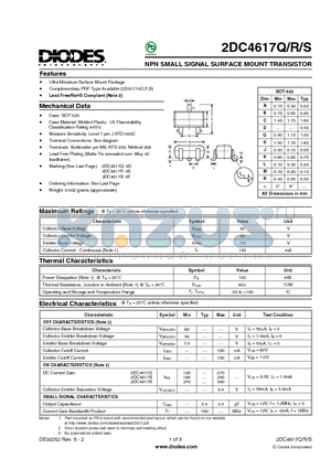 2DC4617S datasheet - NPN SMALL SIGNAL SURFACE MOUNT TRANSISTOR