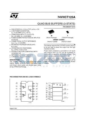 74VHCT125AT datasheet - QUAD BUS BUFFERS 3-STATE