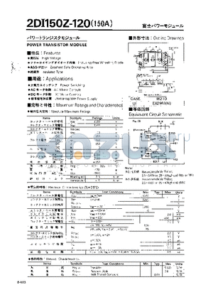 2DI150A-120 datasheet - POWER TRANSISTOR MODULE