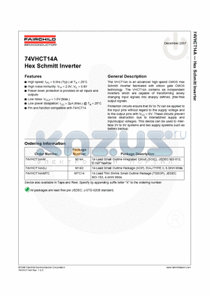 74VHCT14A_07 datasheet - 74VHCT14A Hex Schmitt Inverter