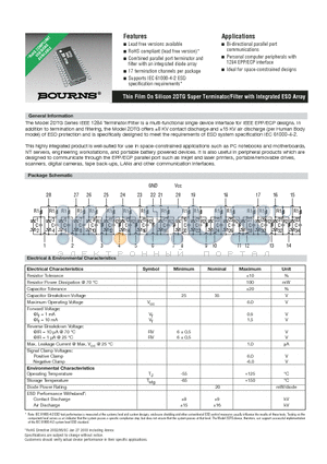 2DTG-V02M-Q28RLF datasheet - Thin Film On Silicon 2DTG Super Terminator/Filter with Integrated ESD Array