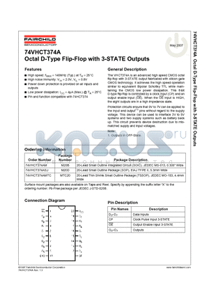 74VHCT374A datasheet - Octal D-Type Flip-Flop with 3-STATE Outputs