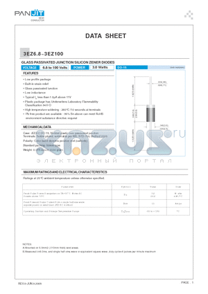 3EZ18 datasheet - GLASS PASSIVATED JUNCTION SILICON ZENER DIODES