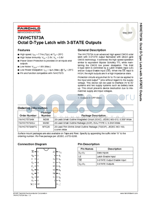 74VHCT573AMTC_07 datasheet - Octal D-Type Latch with 3-STATE Outputs