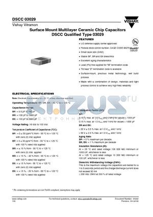 03029-BRXXXYCZ datasheet - Surface Mount Multilayer Ceramic Chip Capacitors DSCC Qualified Type 03029