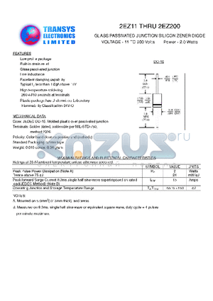 2EZ140 datasheet - GLASS PASSIVATED JUNCTION SILICON ZENER DIODE