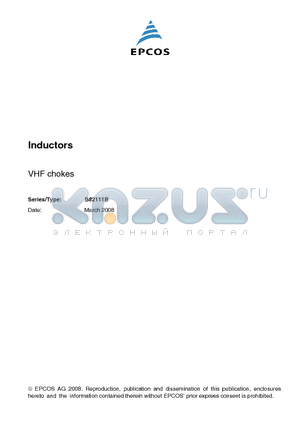 B82111B0000C021 datasheet - Inductors VHF chokes