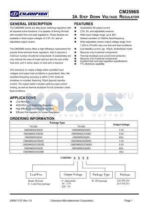 CM2596S datasheet - 3A STEP DOWN VOLTAGE REGULATOR