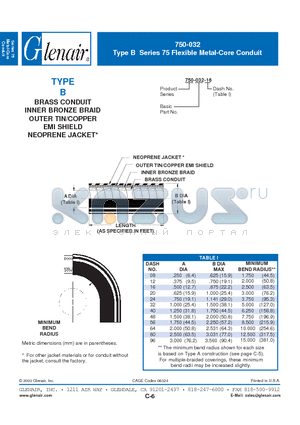 750-032-16 datasheet - Flexible Metal-Core Conduit