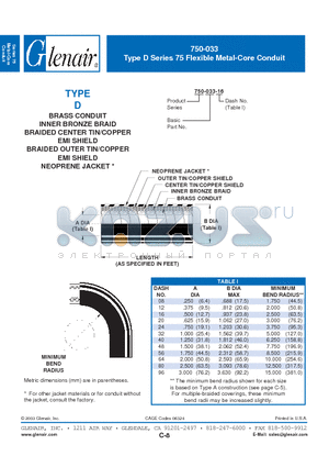 750-033-16 datasheet - Flexible Metal-Core Conduit